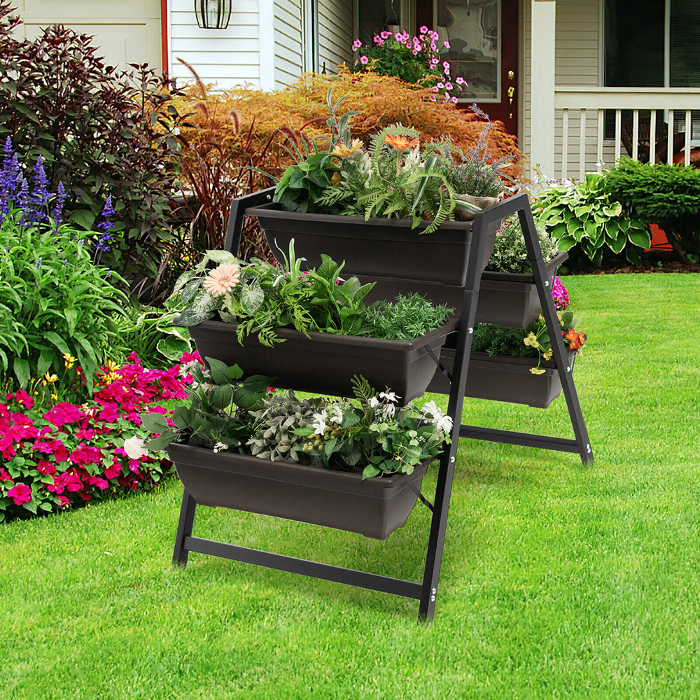 3-Tier Vertical Planter w/5 Plant Boxes Indoor/Outdoor