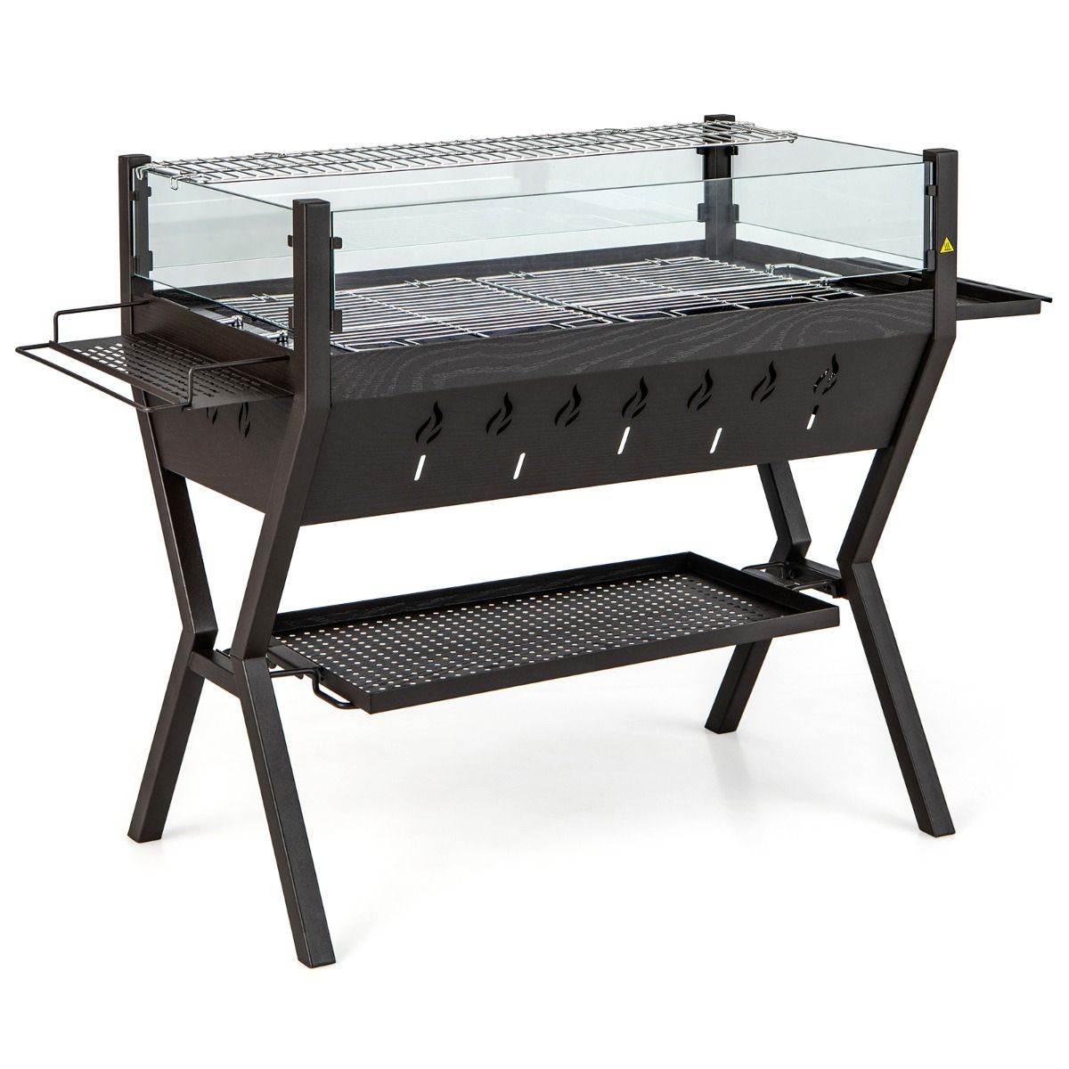 Quintu Barbecue Charcoal Grill w/Wind Guard & Seasoning Racks