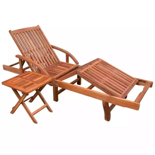 Asta Acacia Wood Sun Lounger with Table