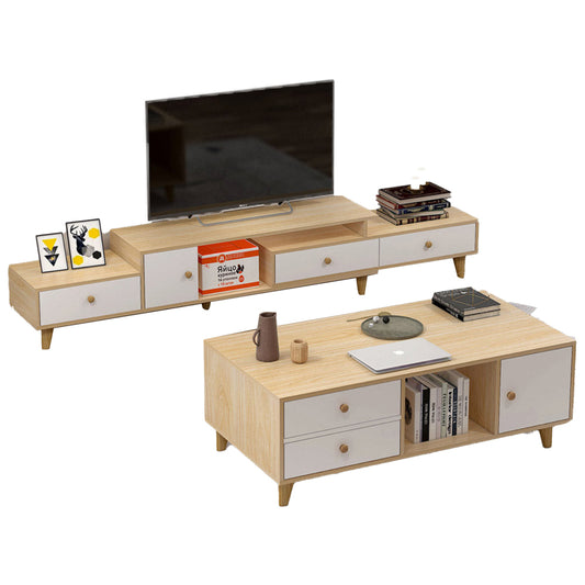 Doric 2pc Set - Wooden Coffee Table & TV Cabinet