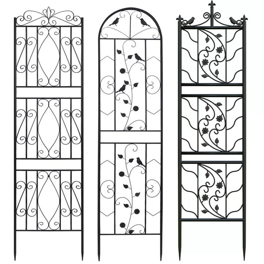 Metal Garden Trellis/Fence. Set of 2. 3 Designs