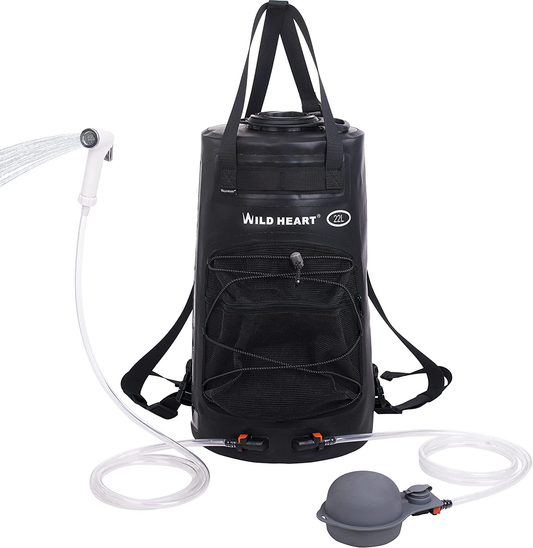 Breeze 22L Camping Shower w/Pressure Foot Pump