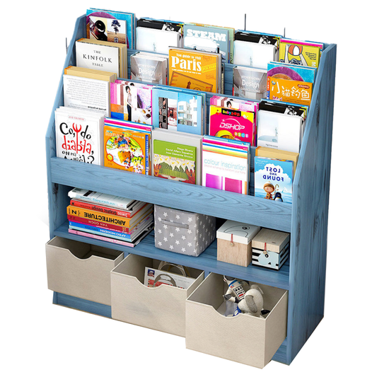 Funfair Book & Magazine Rack with Storage Drawers - 3 Colours