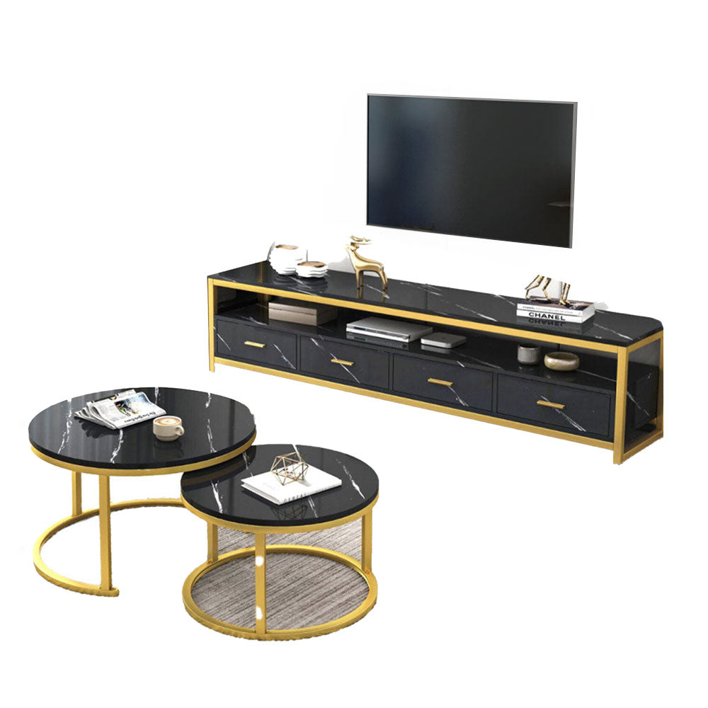 Luciano 2pc Luxury "Marble Look" Coffee Table & TV Cabinet