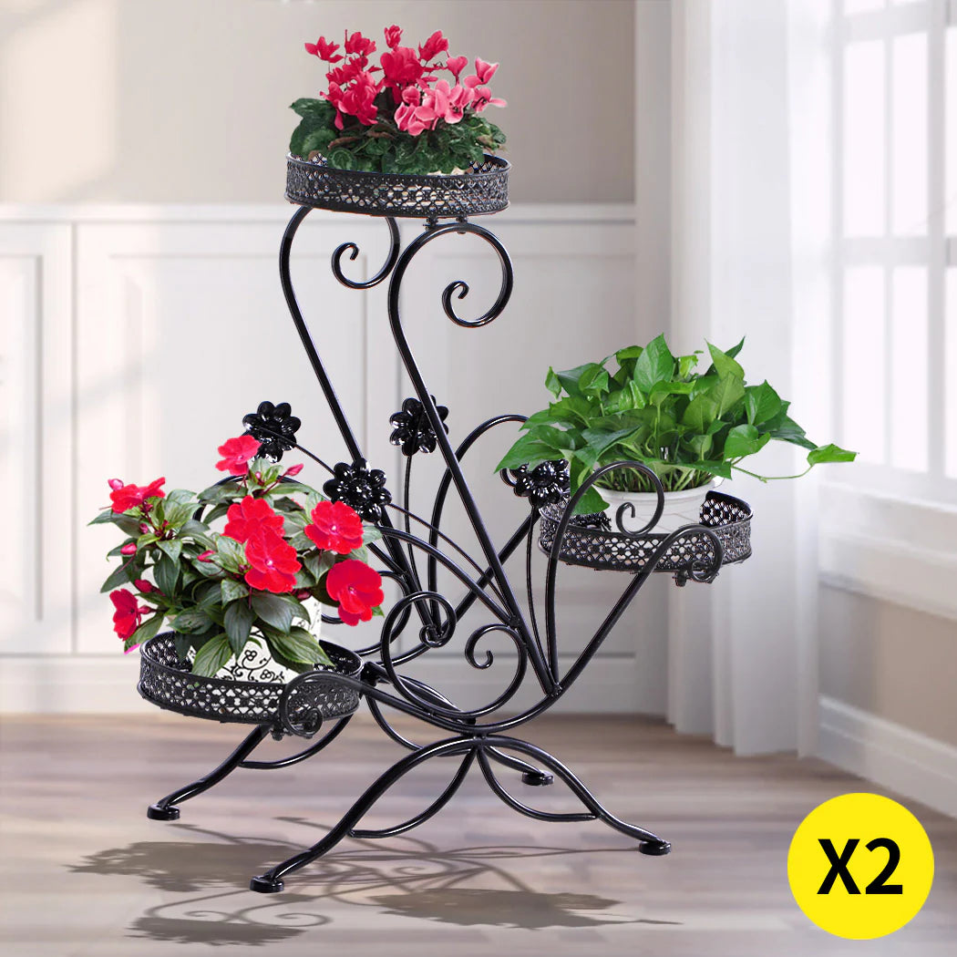 Eleganta Pair of Wrought Iron Plant Stands