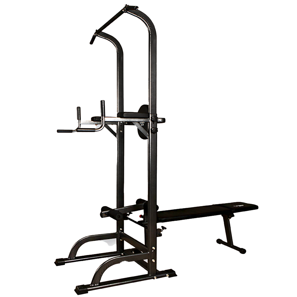 FitFirst Fitness Station - Tower Dip, Bar Pull Up, 4 Way Stand w/Bench