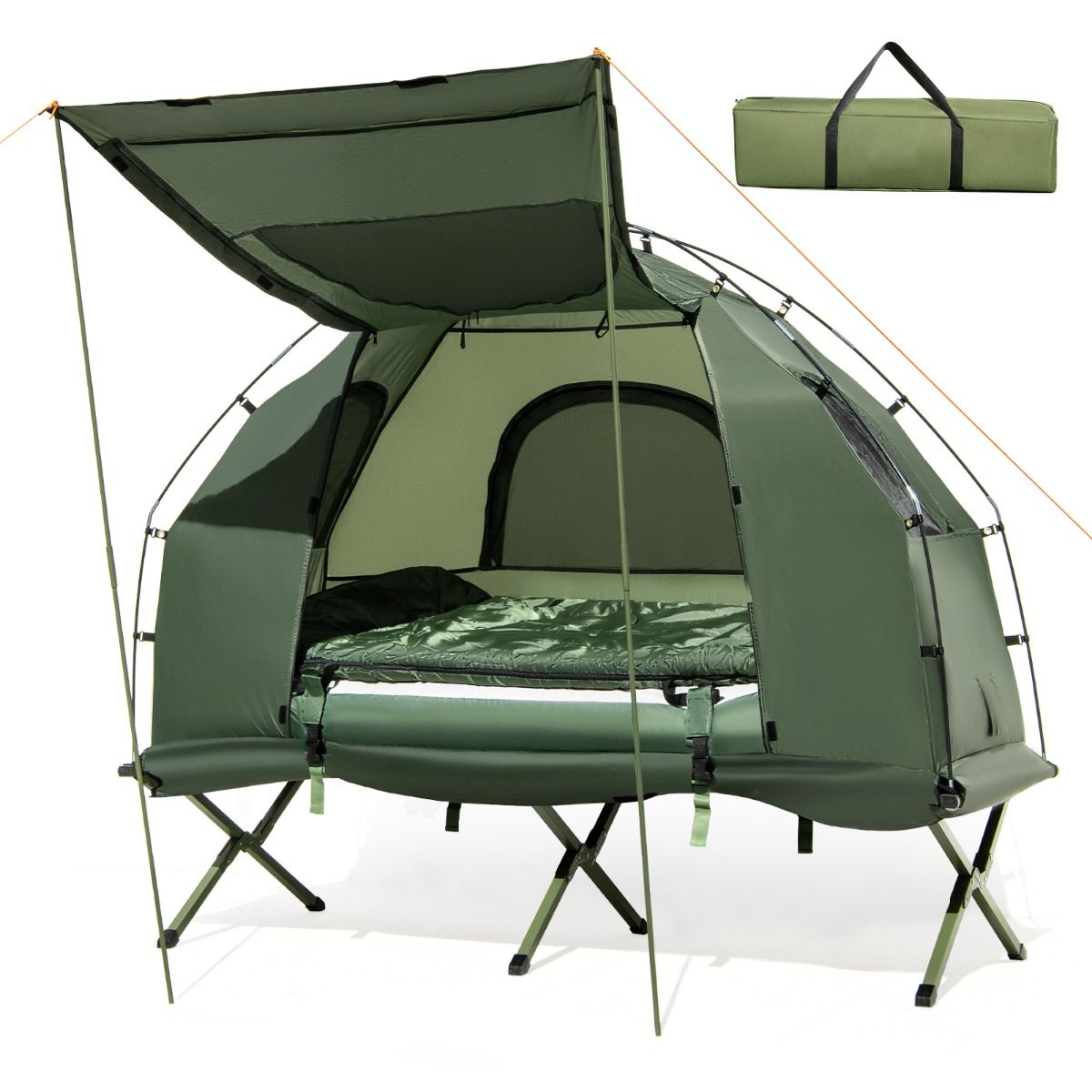 Camping Tent Cot w/Air Mattress & Carry Bag - 1 or 2 pers