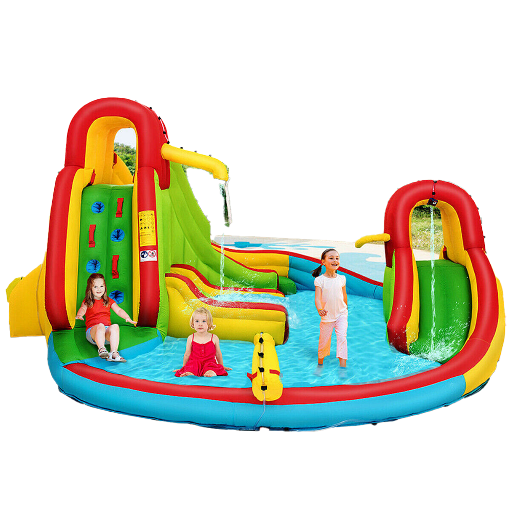 FunLovin' Inflatable Jumping Castle w/Water Slide, Water Cannon, Basketball