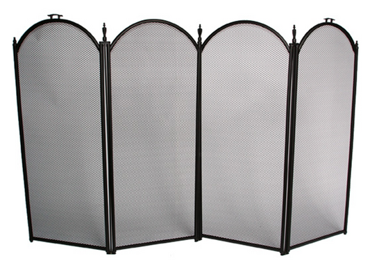 Robion Light weight 77cm High 4 panel Black Steel Fire Screen