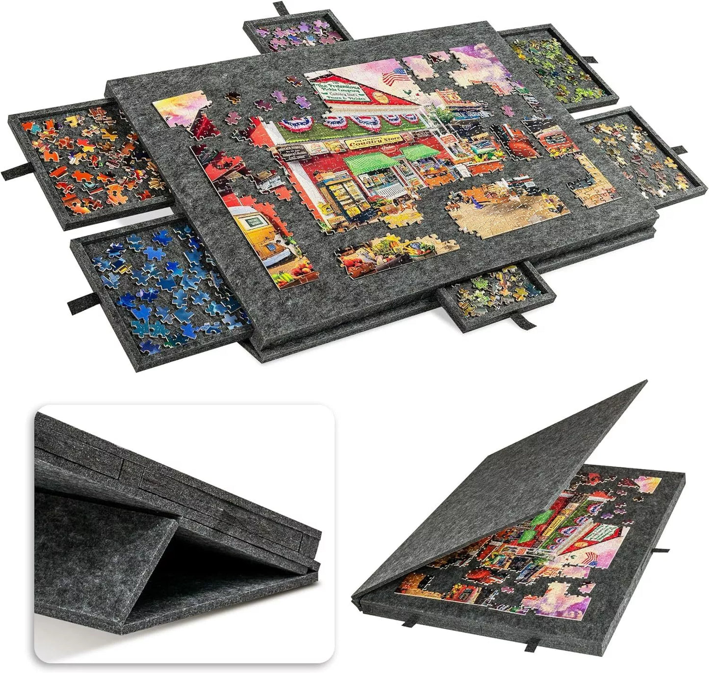 Portable Felt Puzzle Board 1000pcs w/Drawers Covers