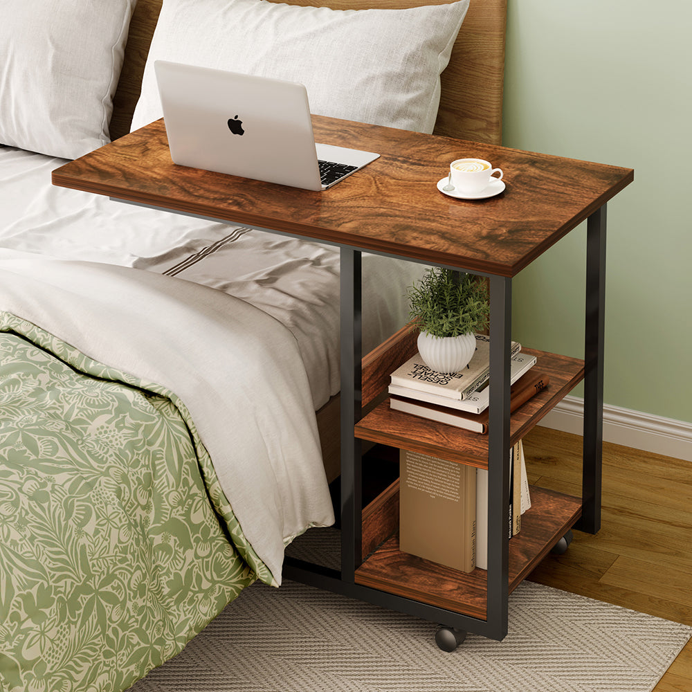 Regenta Side Table/Laptop Desk w/Shelves & Wheels - 2 Sizes