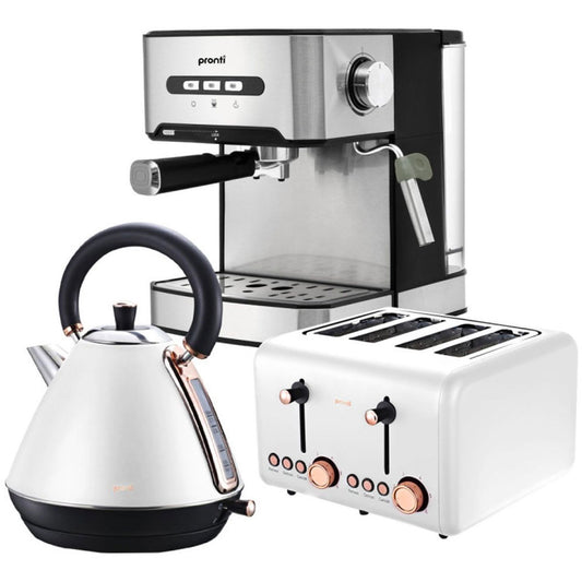 Breakfast Time Combo Toaster, Kettle & Coffee Machine - in White