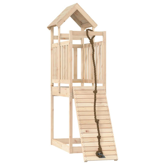 Fun 'n' Games Playhouse with Climbing Wall - Solid Pine Wood