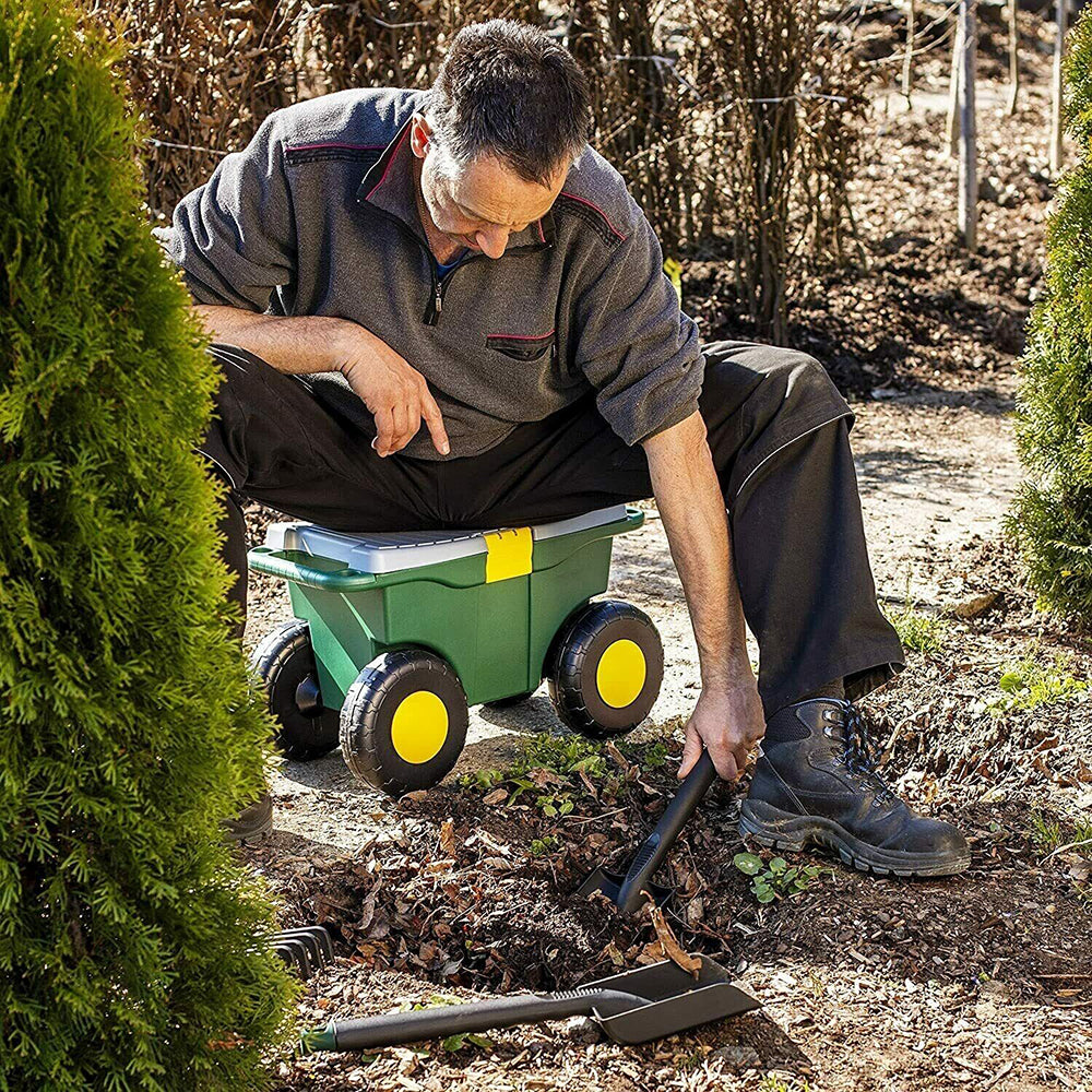 Aurora 3-In-1 Garden Rolling Cart & Tool Box 55x26x29cm