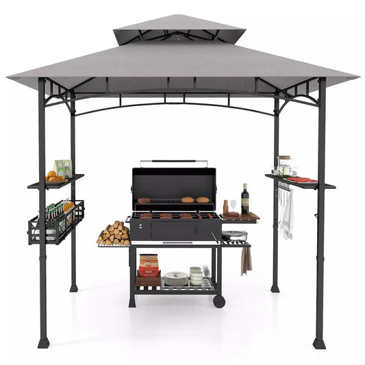 Excel BBQ Grill Gazebo w/Side Shelves & Storage Basket 242 x 153 cm