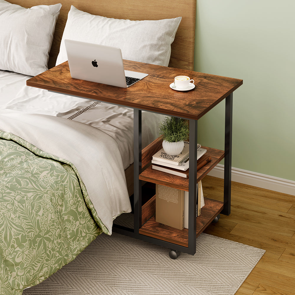 Regenta Side Table/Laptop Desk w/Shelves & Wheels - 2 Sizes