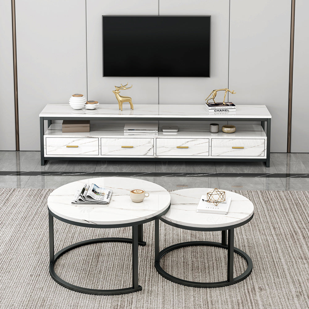 Luciano 2pc Luxury "Marble Look" Coffee Table & TV Cabinet