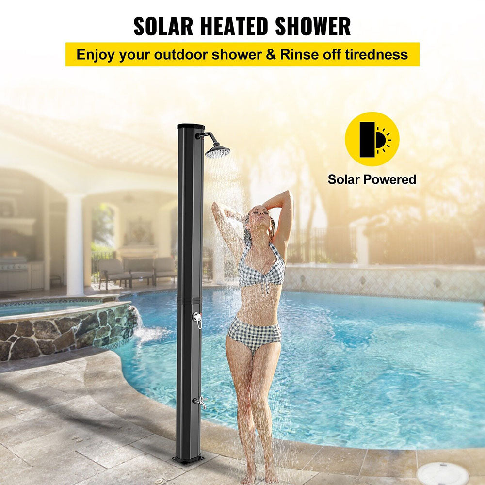 Sunny 2.2m Solar Heated Shower w/360° Head & Foot Tap Spigot -  35L