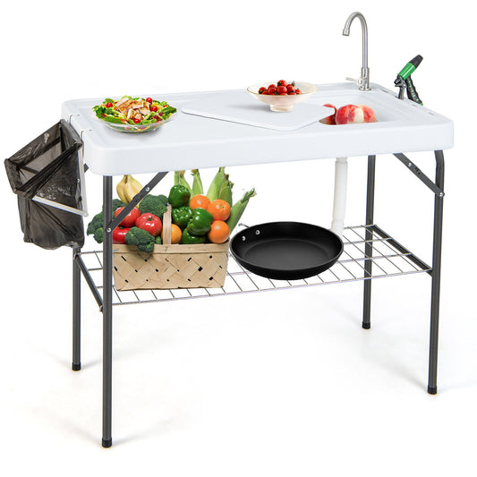 Fisherman's Foldable Cleaning Table/Workstation w/Drain,Faucet