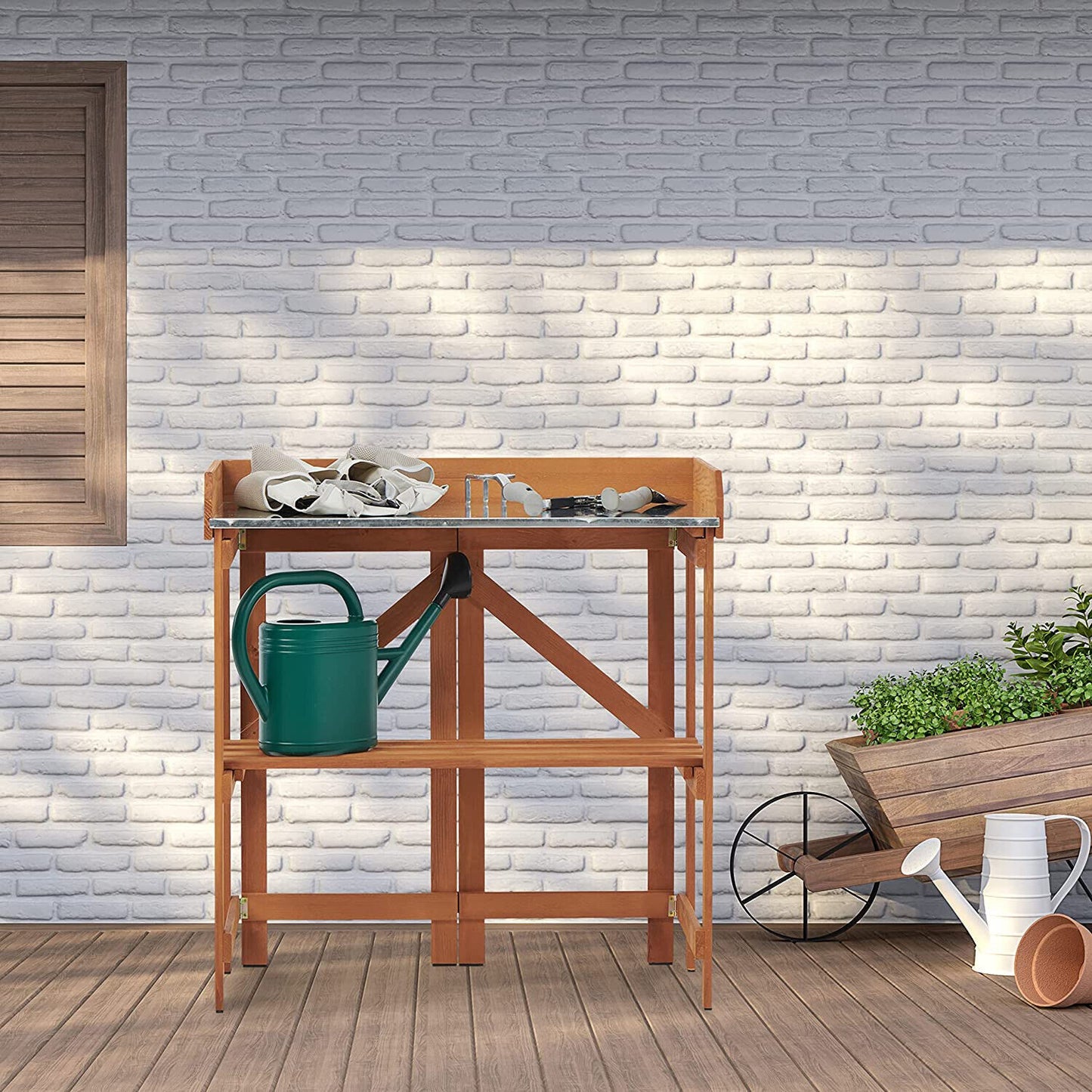 Foldable Fir Potting Bench