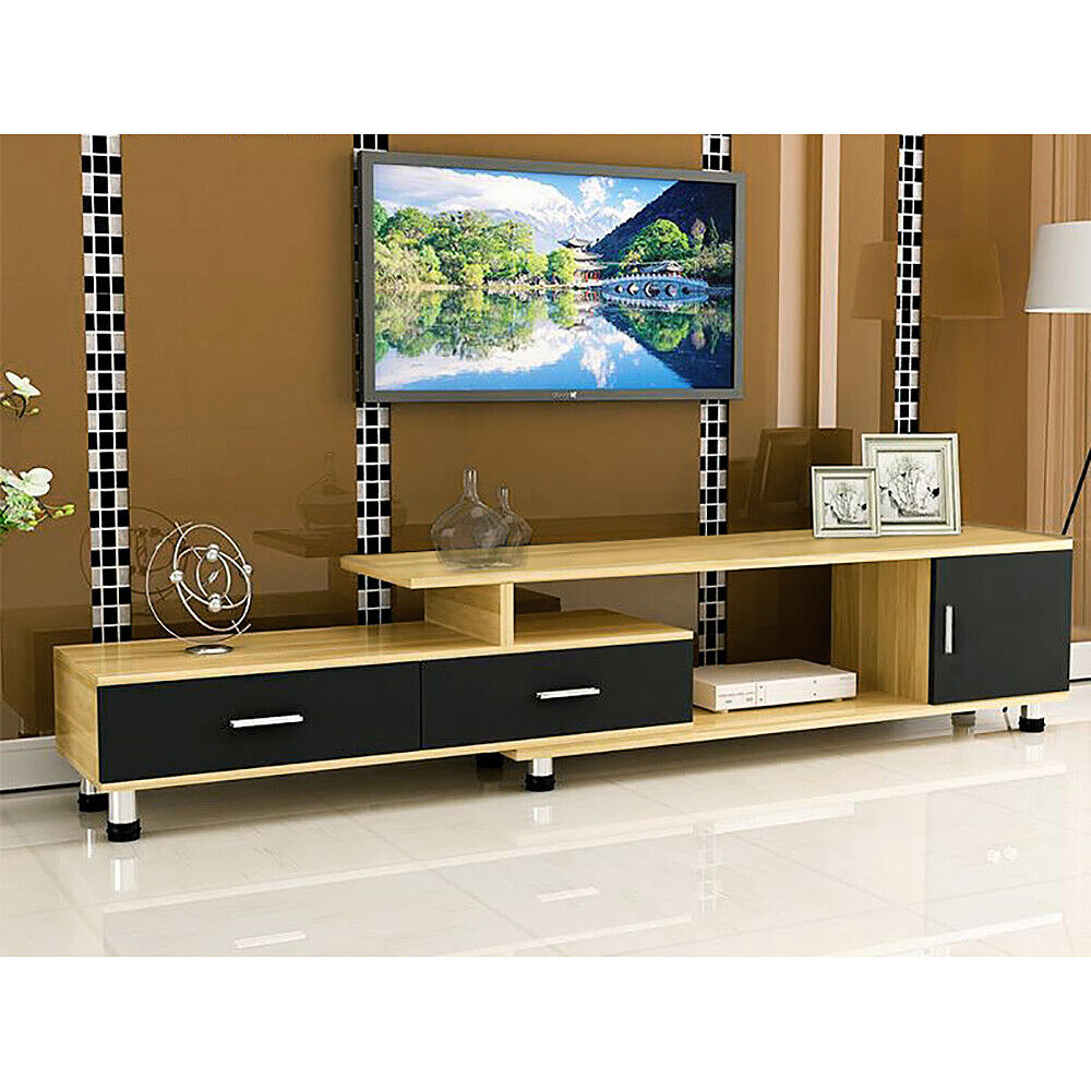 Anatola TV Cabinet Extendable Entertainment Units TV Stand Storage 2 Drawers NEW