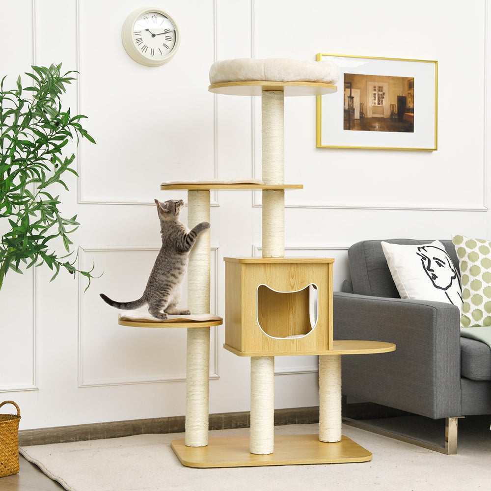 Multi-purpose Cat Tree with Plush Perch for Kittens and Cats