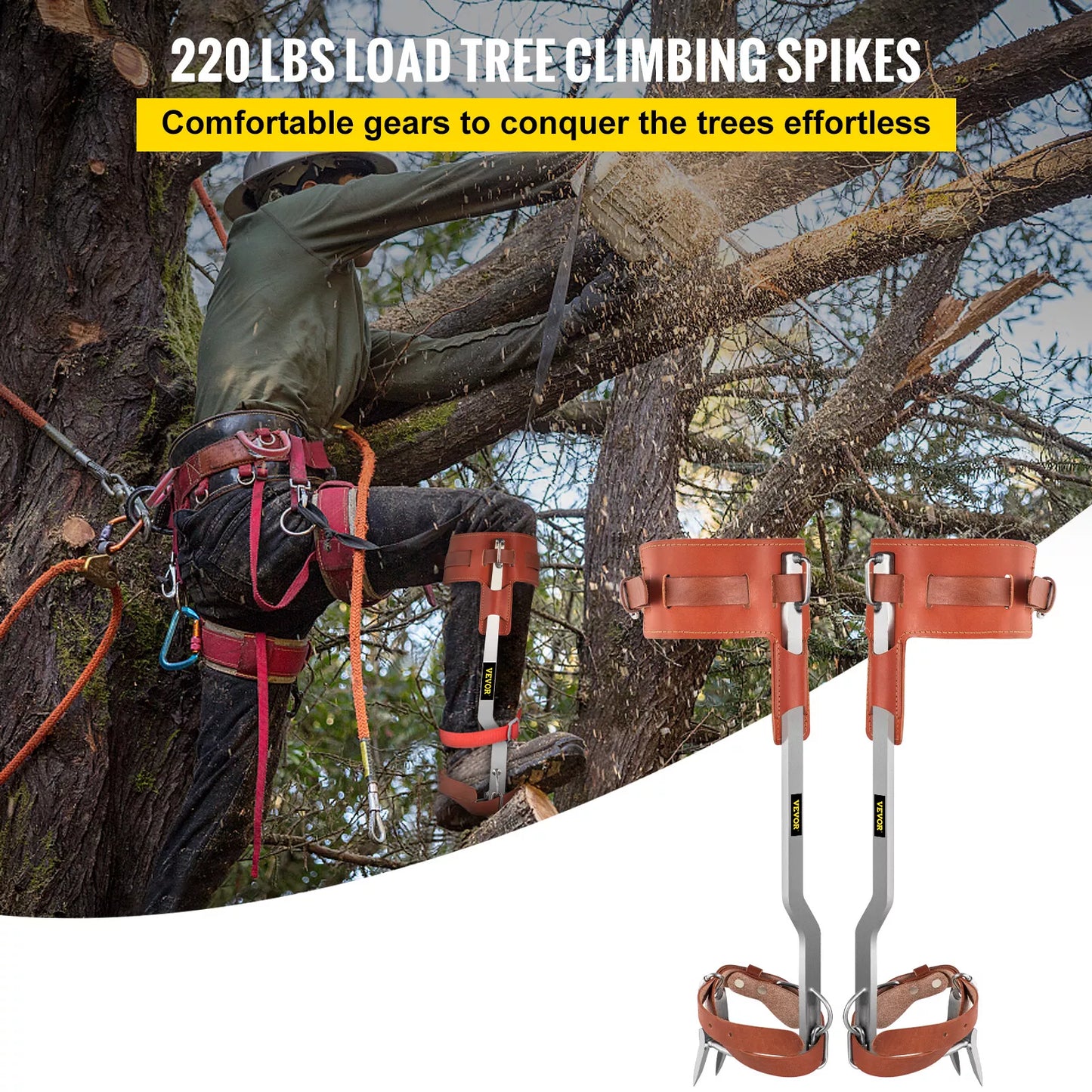 Tree Climbing Spike Set Pole Climbing Spurs Stainless Steel Climber Gaffs