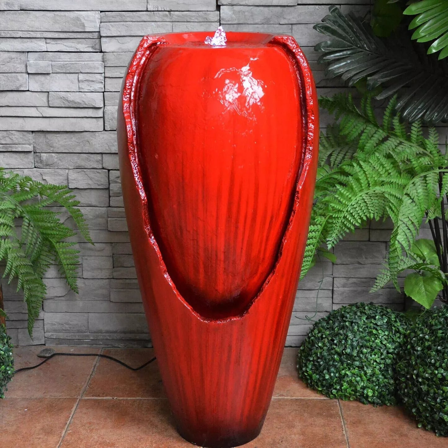 Vanda 82cm Broken Jar Water Fountain w/LED Light.  Blue or Red