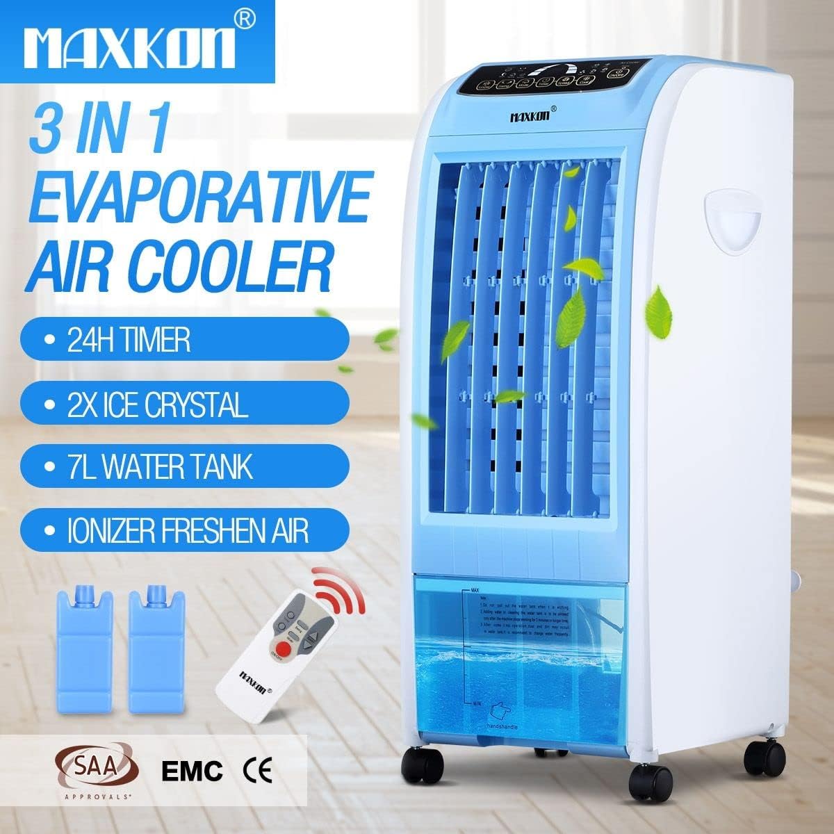 Chill 7L Portable Evaporative Air Cooler/Ice Crystal Fan & Humidifier