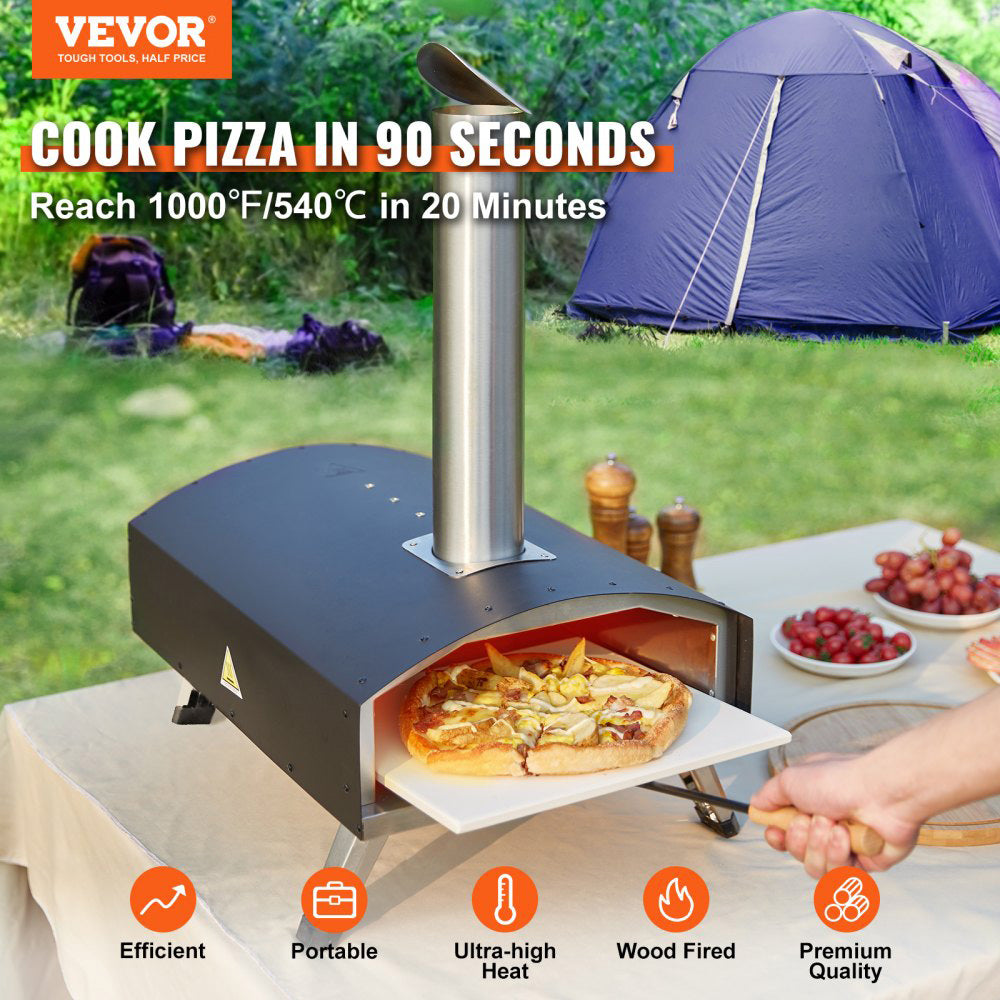 Portable Outdoor Pizza Oven - Wood Chip, Pellet & Charcoal Fired w/Accessories