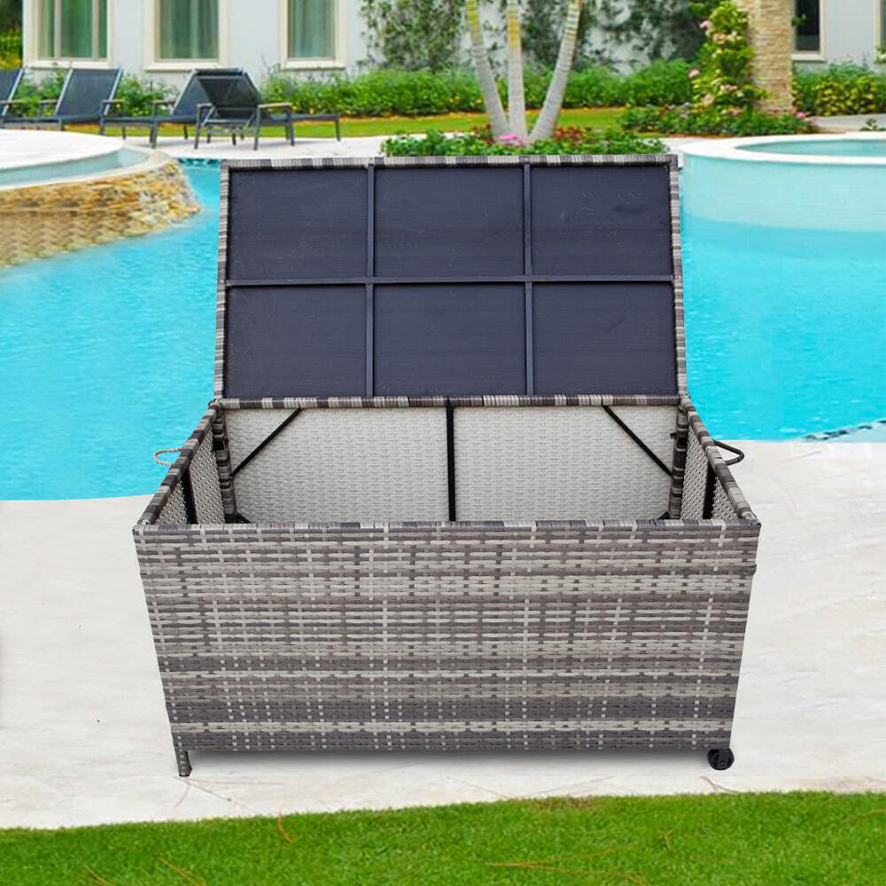 Outdoor PE Wicker Storage Box 320L- Grey