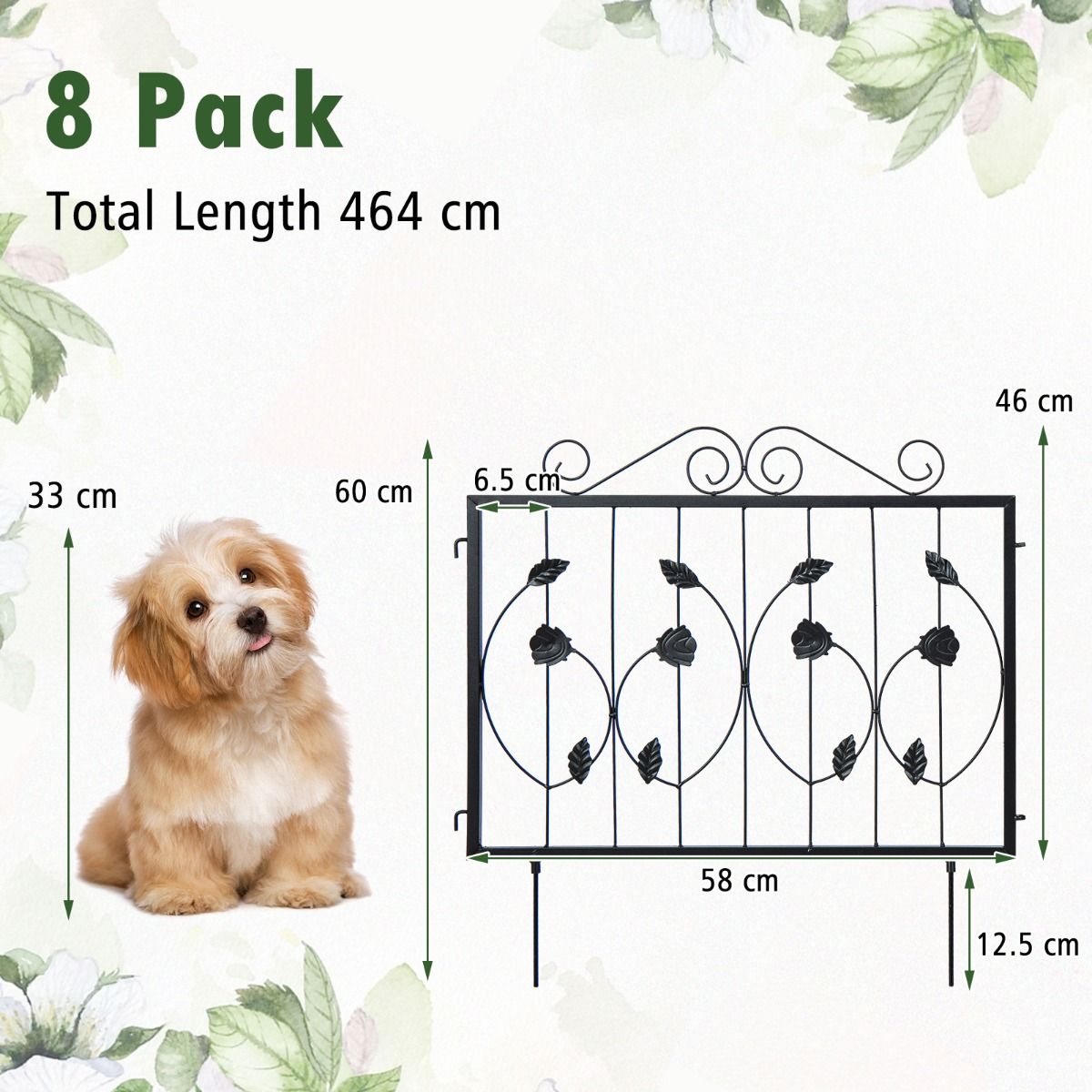 Wistia Decorative Garden Fence w/8 Panels