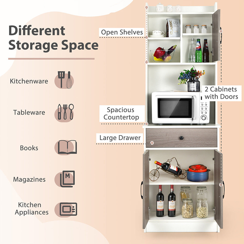 Valla Freestanding Kitchen Pantry w/ Buffet Hutch