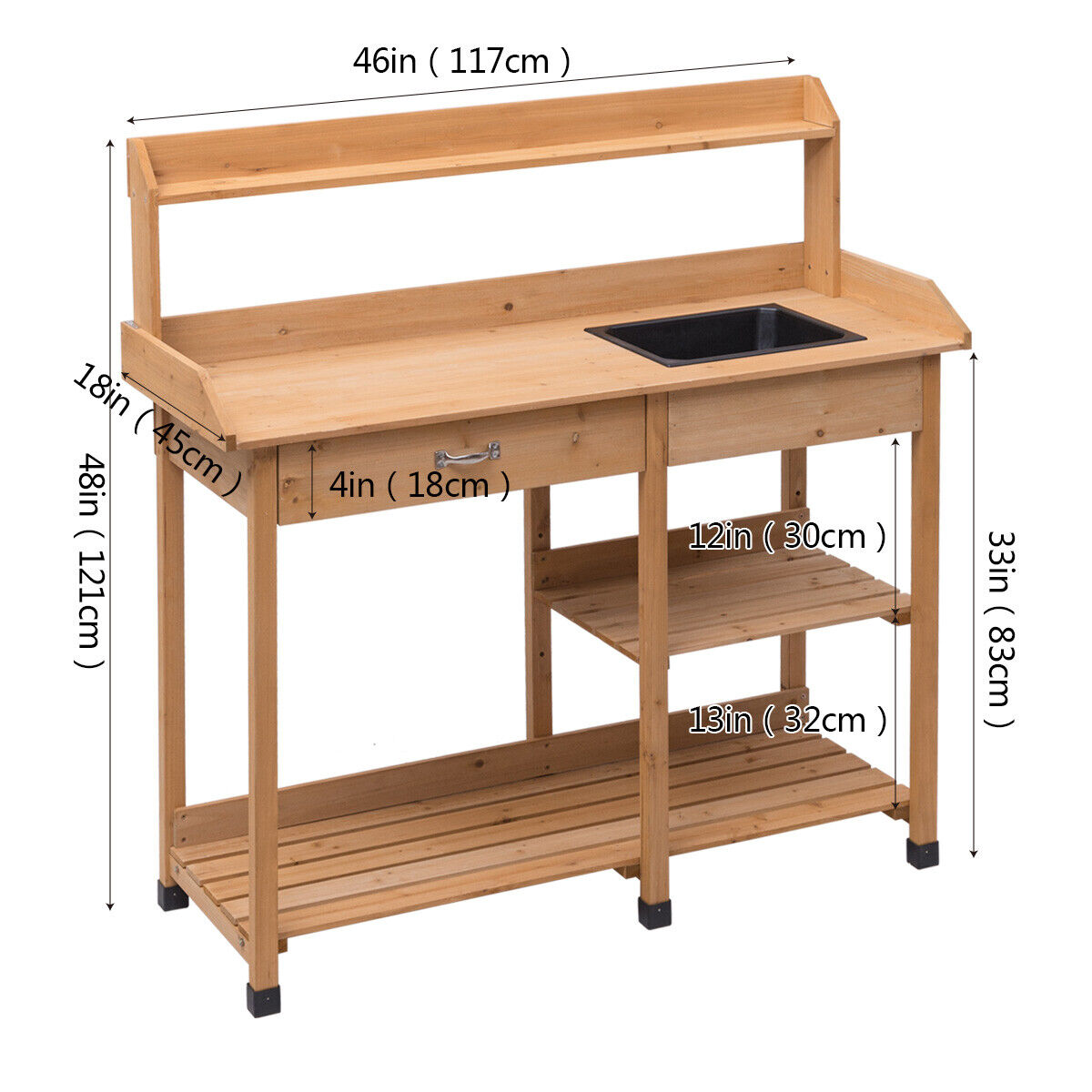 Oasis Potting Bench/Workstation w/Sink, Storage Shelf and Hooks