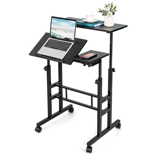 Aza 2 Tier Adjustable Standing Mobile Desk - 3 Cols