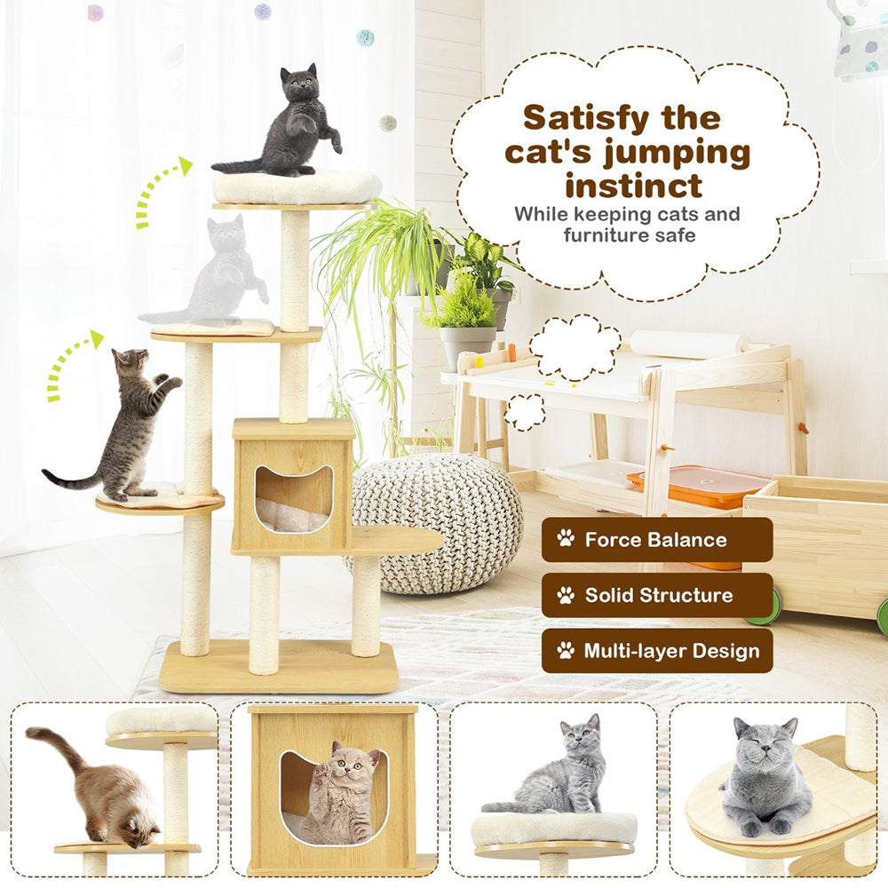 Multi-purpose Cat Tree with Plush Perch for Kittens and Cats