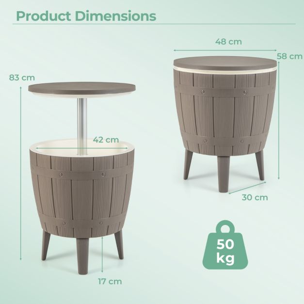 37 L Cooler Bar Table with Telescopic Tabletop