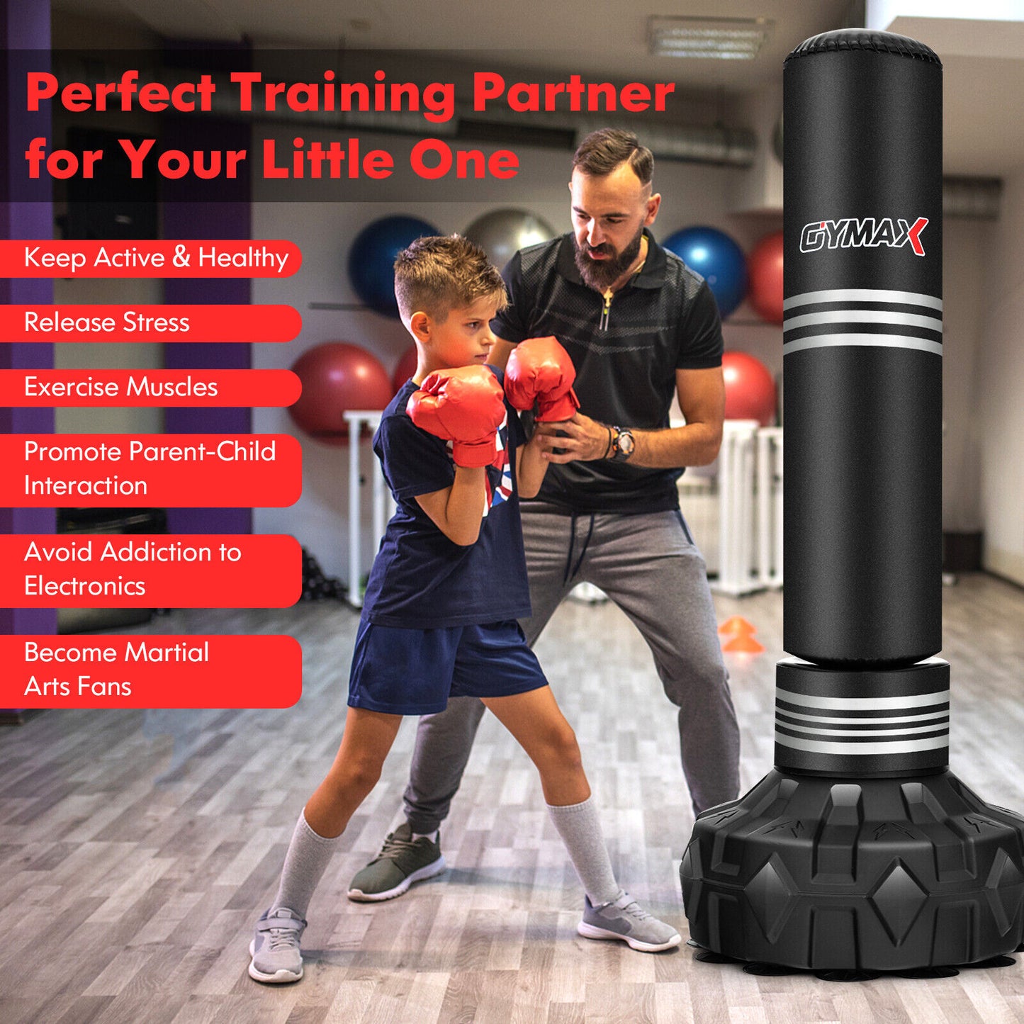 170 cm Heavy Free Standing Punching/Boxing Bag w/12 Fillable Suction Cups