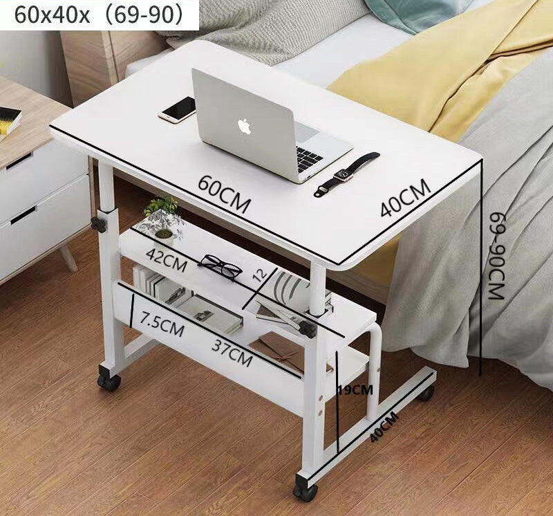 Virtuoso  2-tier Bed Side Table/Laptop Desk with Shelves and Wheels