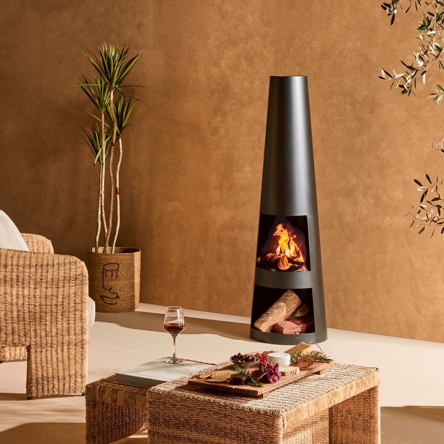 Elettra Chiminea with Storage