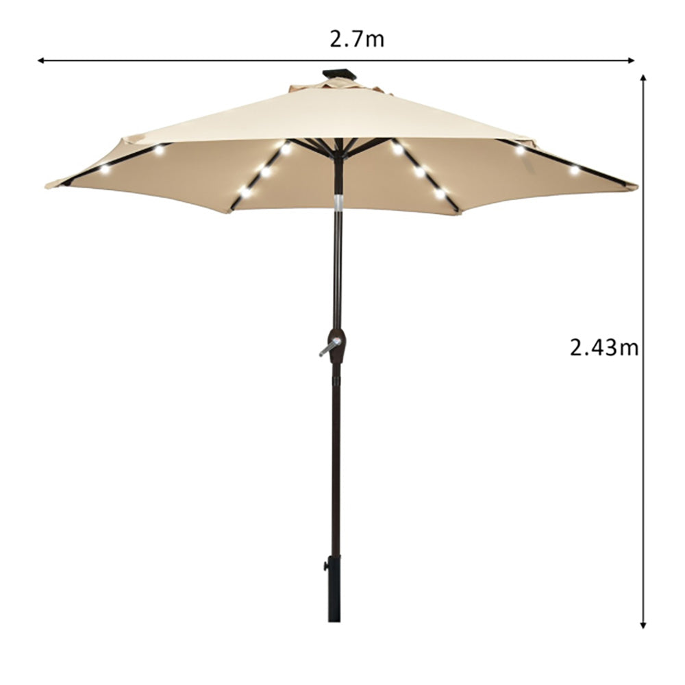 Starry 2.7m Solar Powered LED Patio Umbrella w/Tilt & Crank