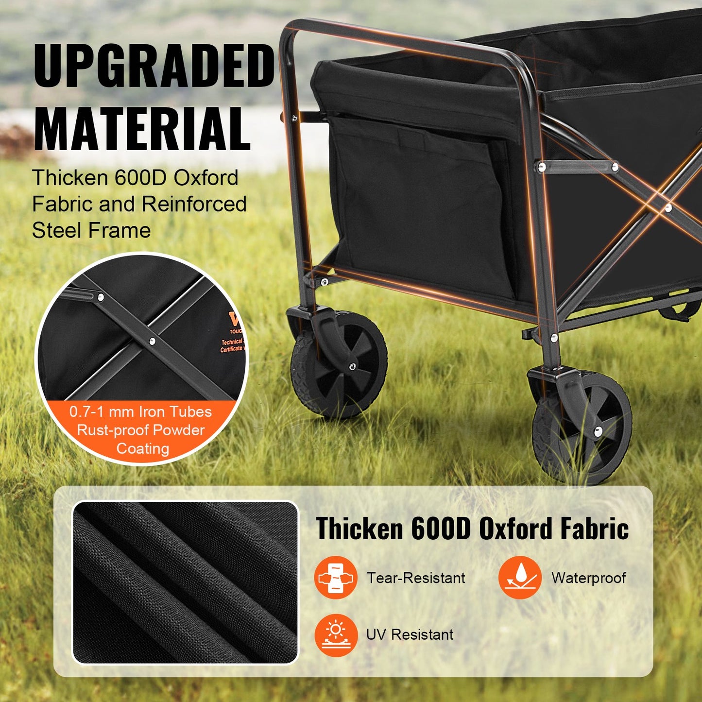 Fredo Collapsible Folding Wagon w/ 5" All-Terrain Wheels