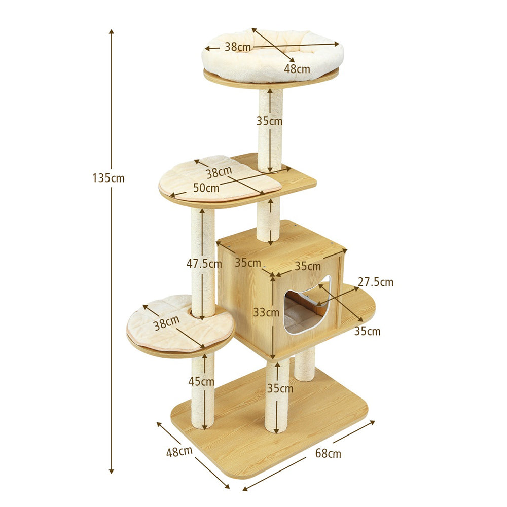 Multi-purpose Cat Tree with Plush Perch for Kittens and Cats