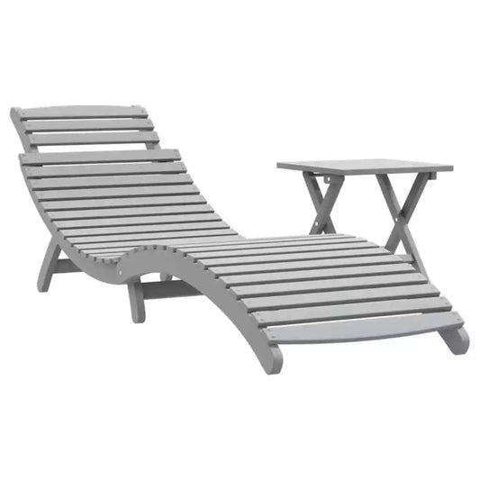 Vista Sun Lounger w/Table - Solid Grey Acacia Wood