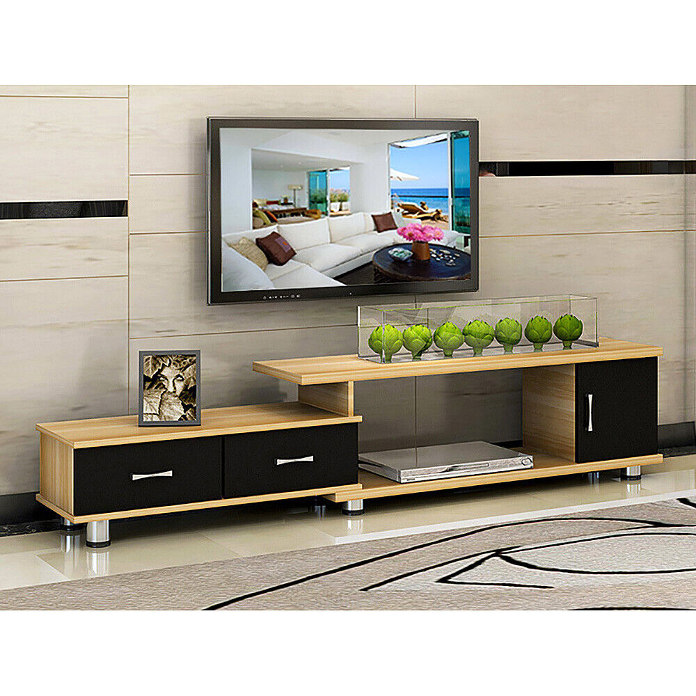 Anatola TV Cabinet Extendable Entertainment Units TV Stand Storage 2 Drawers NEW