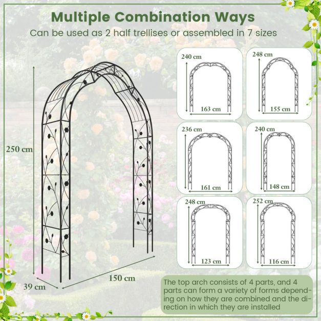 Rousillon 2.5M Garden Arch/Arbour and Trellis