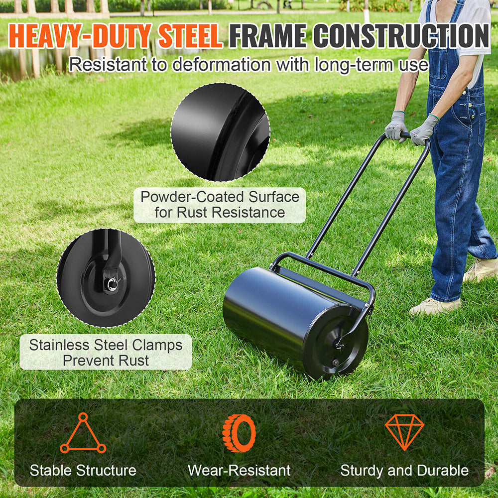 Lawn/Yard Roller - Sand/Water Filled Steel Sod Roller Push