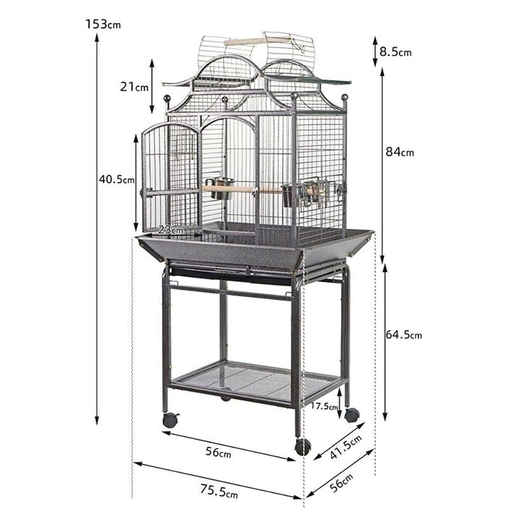 Whimsical 2-In-1 Bird Cage & Stand w/Open Roof - 153cm