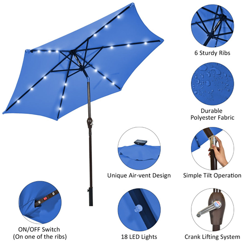 Starry 2.7m Solar Powered LED Patio Umbrella w/Tilt & Crank