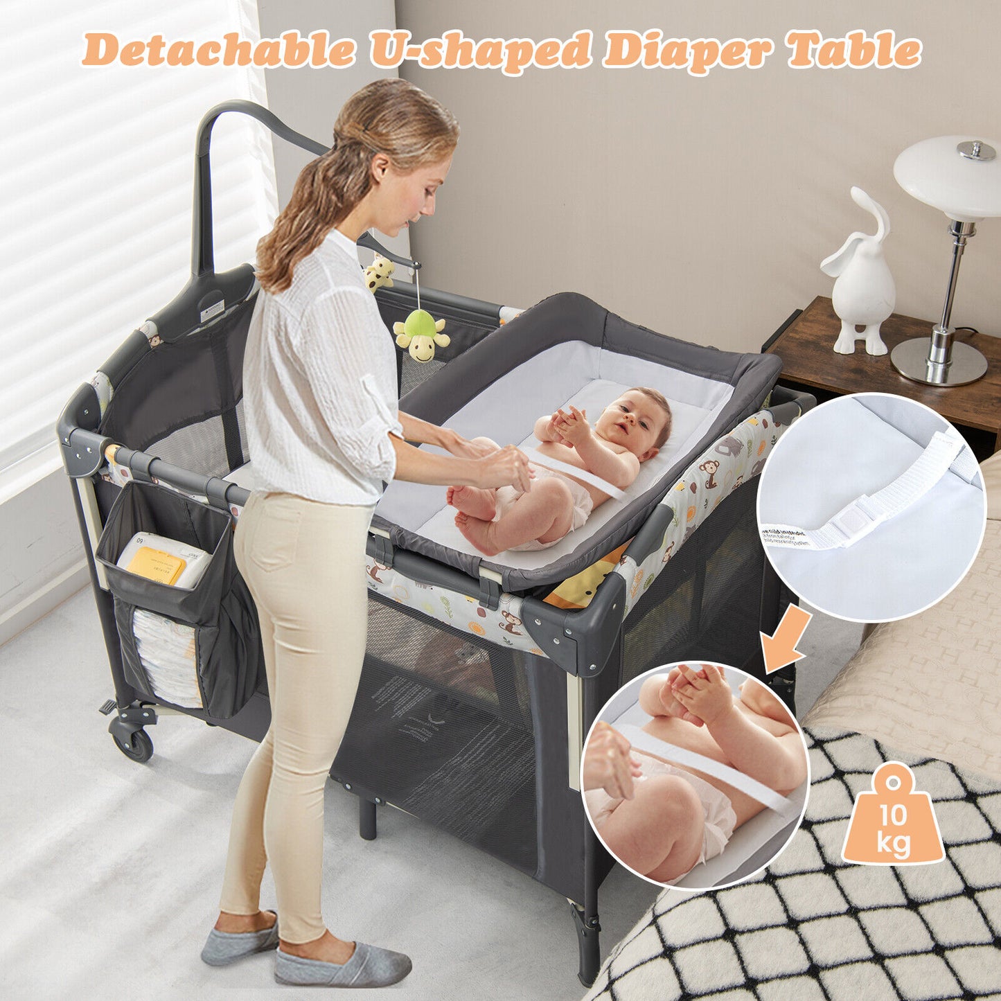 4 IN 1 Foldable Baby Bassinet/Travel Cot